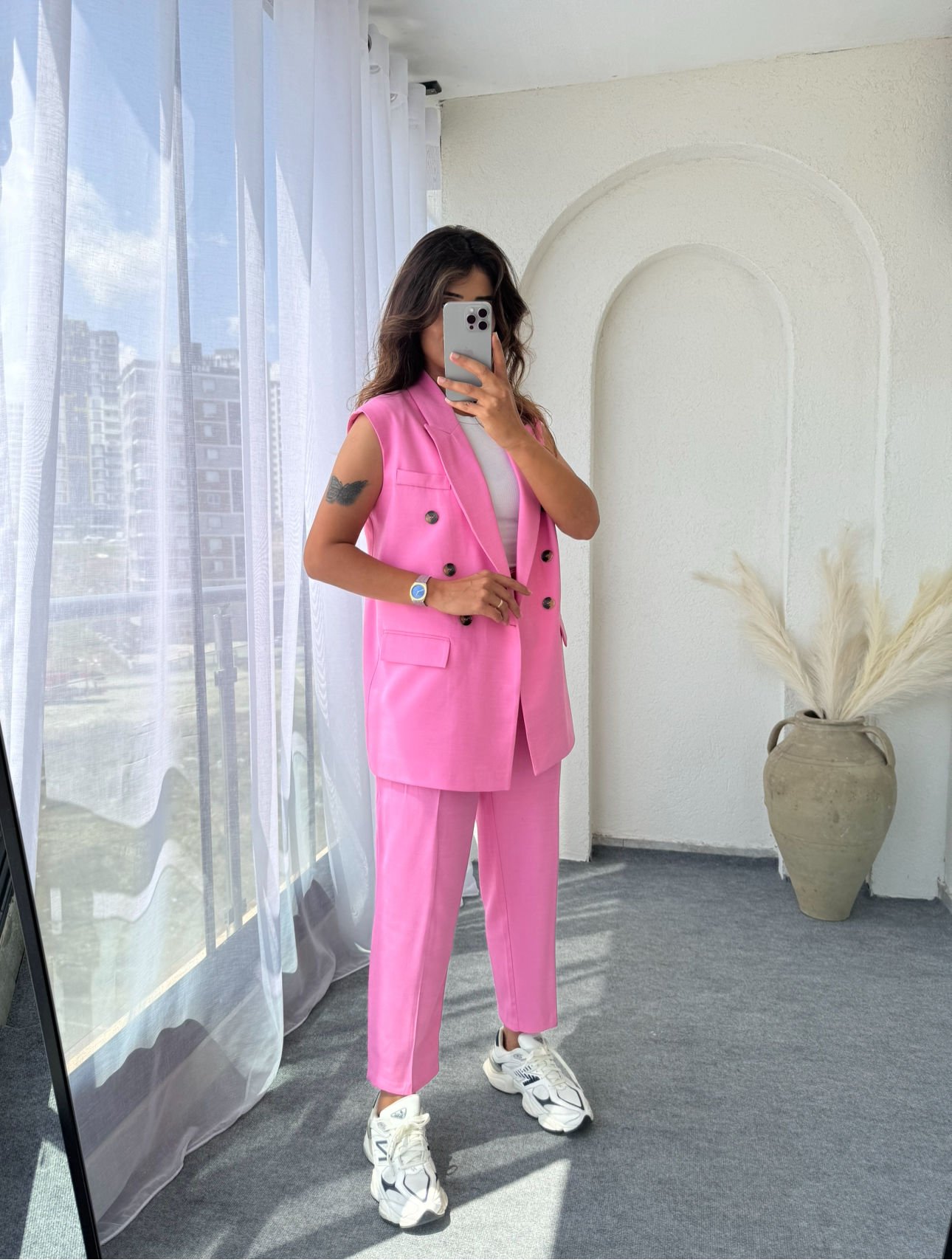 Tensel Yelek Takım Pembe