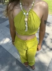 MÜSLİN CROP TAKIM NEON
