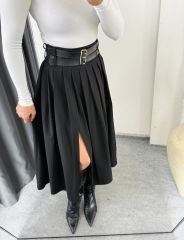 Yırtmaçlı Pinterest Etek Siyah