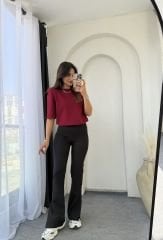 İspanyol Paça Kumaş Pantolon Siyah