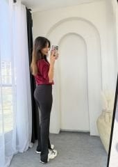 İspanyol Paça Kumaş Pantolon Siyah