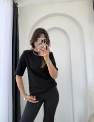 Massimo Vatkalı Tişört Siyah