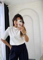 Massimo Vatkalı Tişört Beyaz