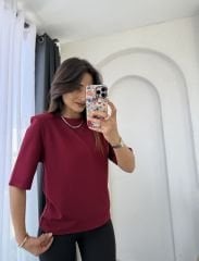 Massimo Vatkalı Tişört Bordo