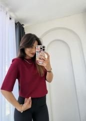 Massimo Vatkalı Tişört Bordo