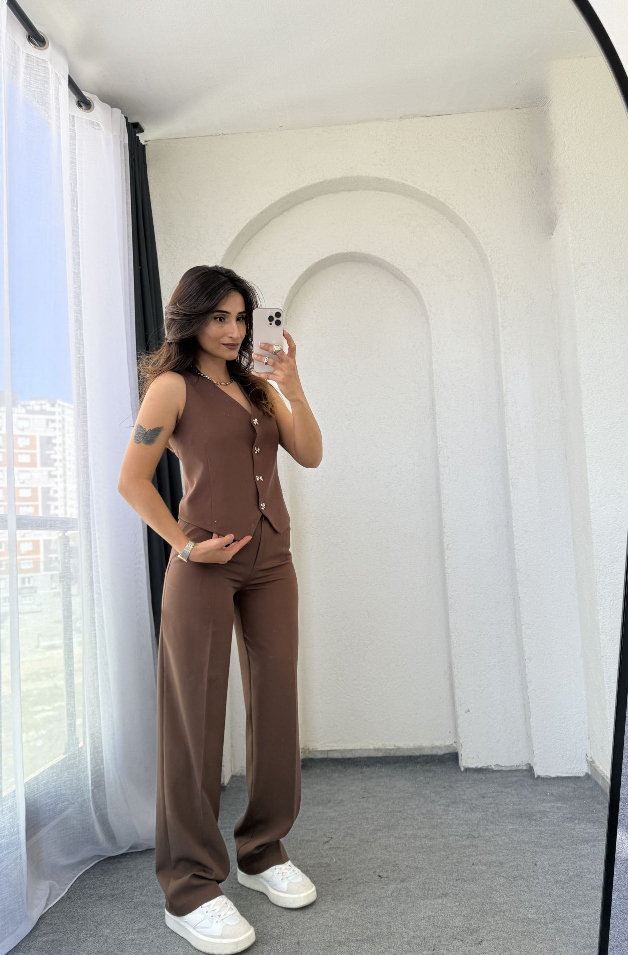 Elsem Yelek Takım Kahverengi