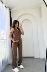 Elsem Yelek Takım Kahverengi